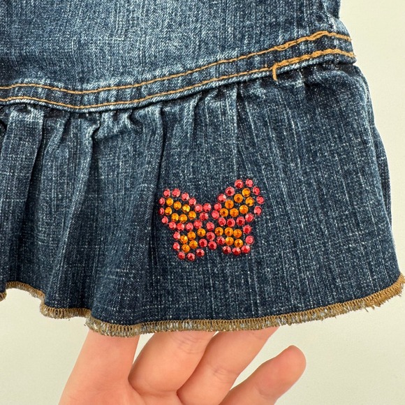 The Children's Place Dark Wash‎ Denim Skort Butterfly Pattern Jewels Size 4 - Picture 4 of 15